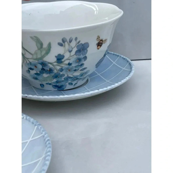Lenox Butterfly Meadow Blue Two Rice Bowls and 3 Small Plates Porcelain 6"x3" - Picture 9 of 16